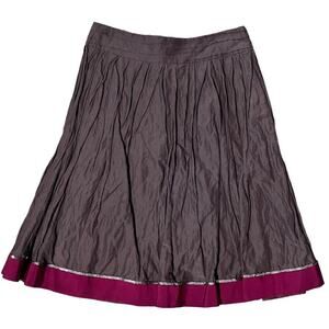 Lida Baday Anthropologie A-Line Skirt Silk Lined SZ 6 Brown Metallic Pink Sequin